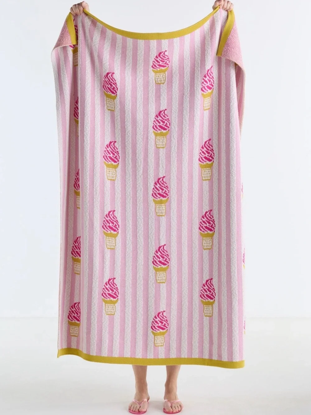 Anthropologie Sonnie Cotton Knit Throw Blanket